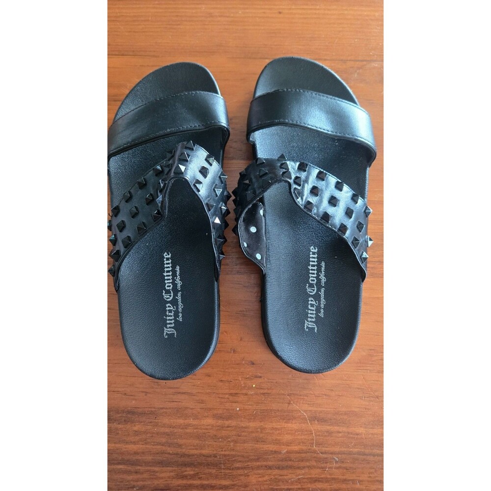 Women's Juicy Couture Black Studded Leather Sandals Slides Size 9 - Picture 5 of 5